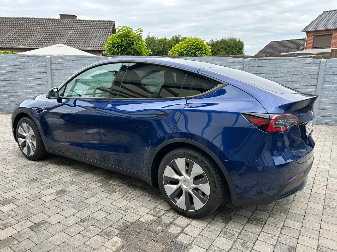 Blauwe tesla model y
